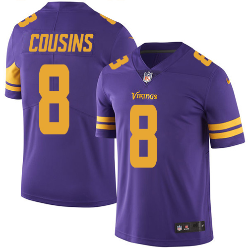 Minnesota Vikings #8 Limited Kirk Cousins Purple Nike NFL Men Jersey Rush Vapor Untouchable
